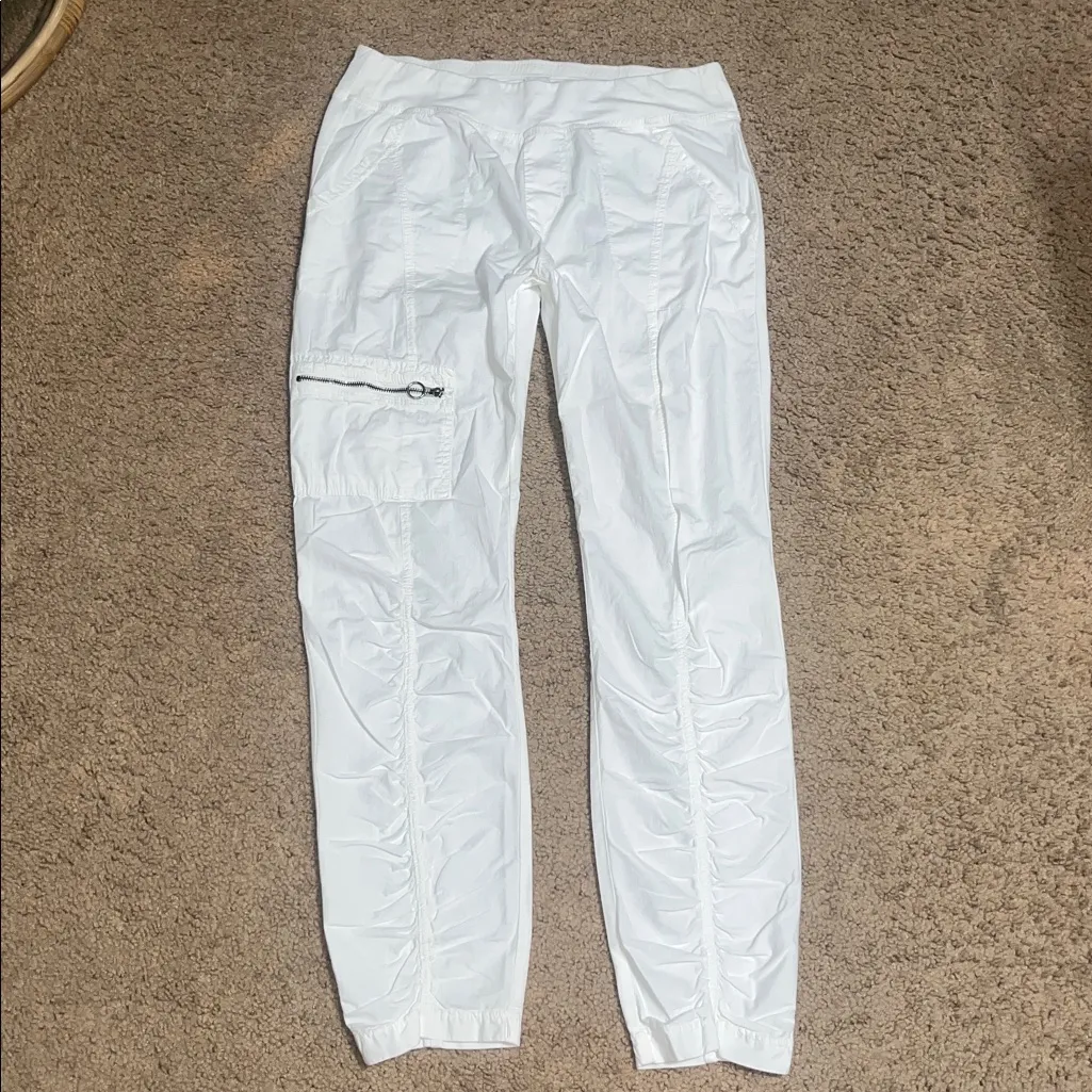XCVI Wearables Malanda Ruched Pant Cotton Poplin Stretch Jersey White Medium - Image 3