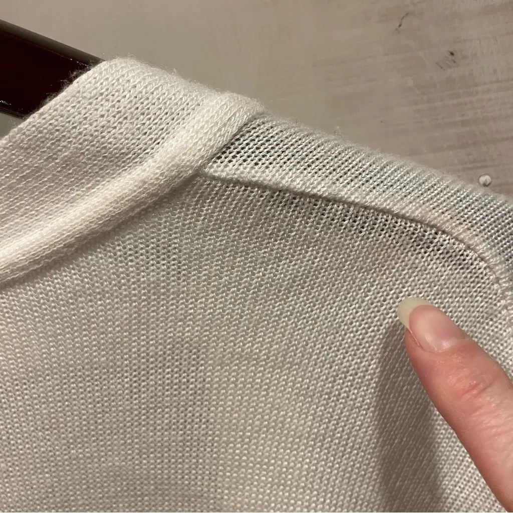 Cute creamy crochet trim open front cardigan Notations vintage y2k - Image 8