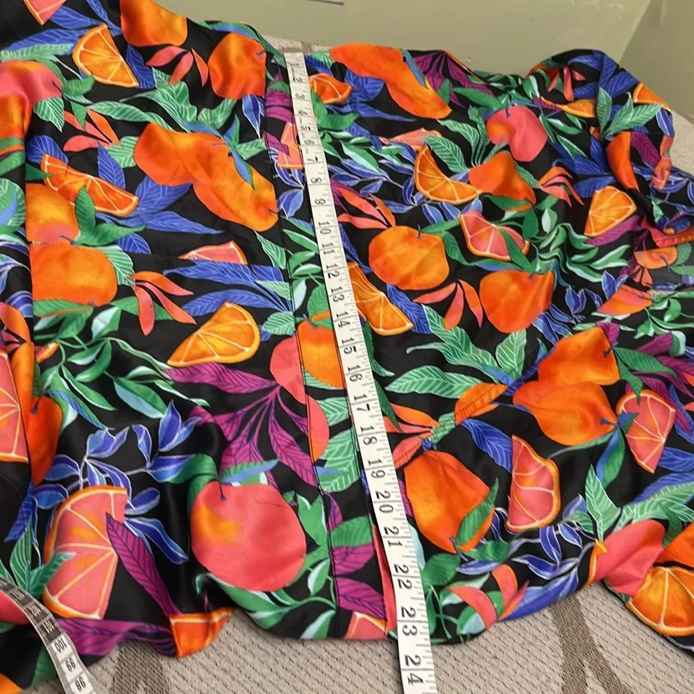 Nina Parker Oranges/ Blue floral Long Sleeve Satin Romper removable belt size 3X Orange - Image 13