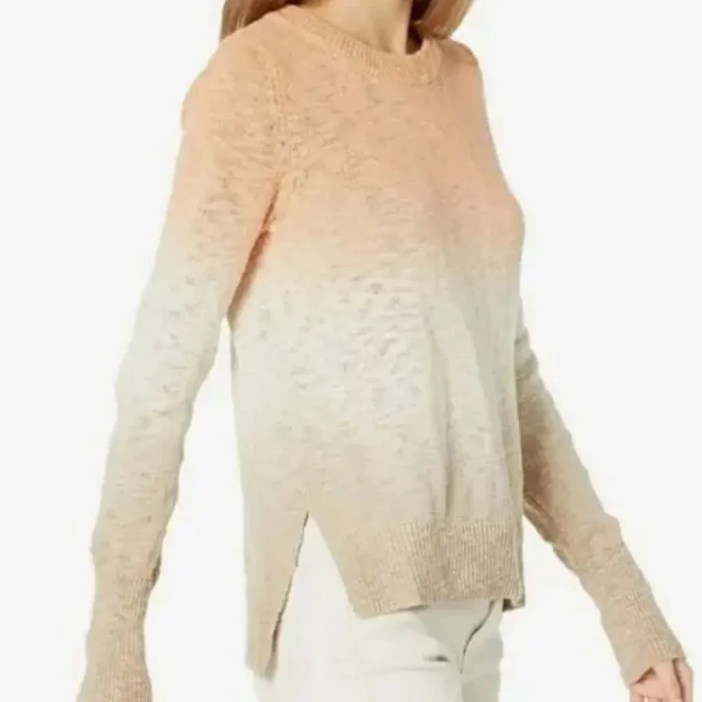 NWT Faherty Muir Sunset Dip Dye Crewneck Knit Sweater Small Organic Cotton Tan - Image 4