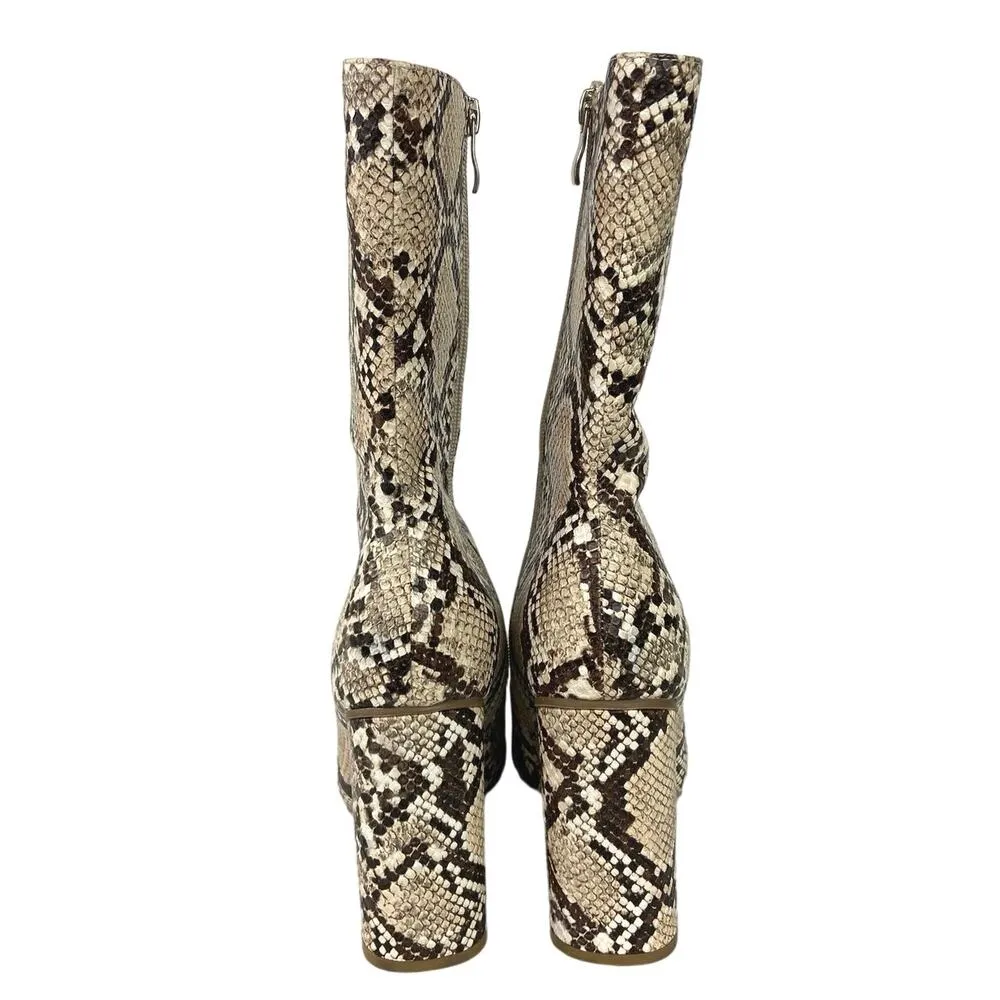 PrettyLittleThing Western Cowboy White Snakeskin Pointed Toe Block Heels Boots 5 - Image 3