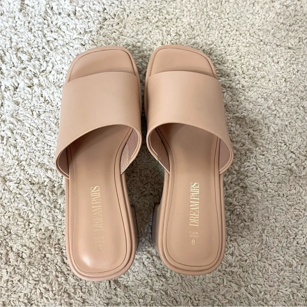 Dream Pairs Beige Block Heel Mules - Image 14