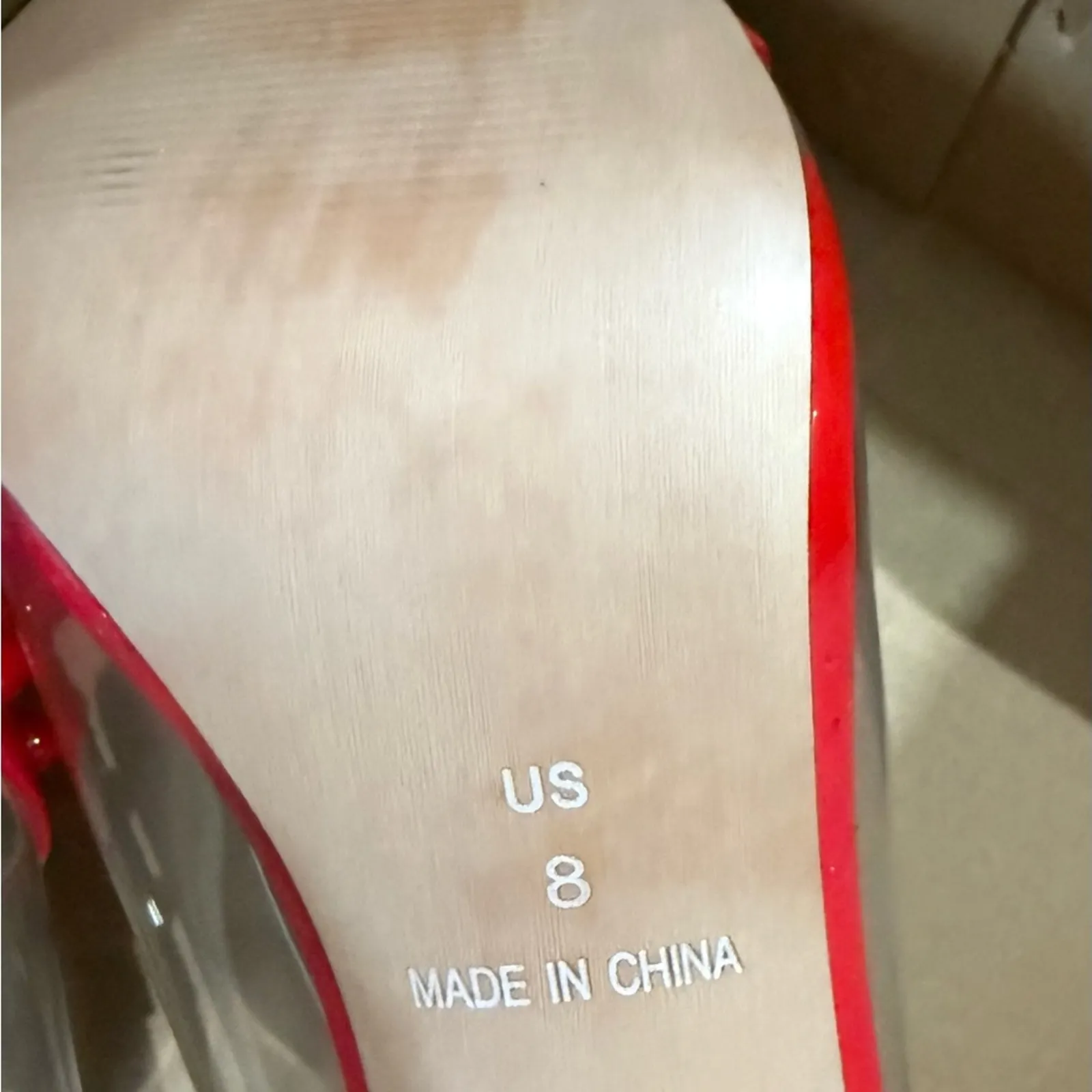 Red Spiked Women's Heels size 8 NWOT - Image 8