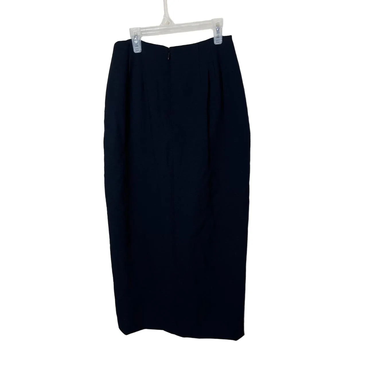 Vintage Ellen Tracy Wool Maxi Skirt Black Front Slit Classic Skirt Size 8P - Image 3