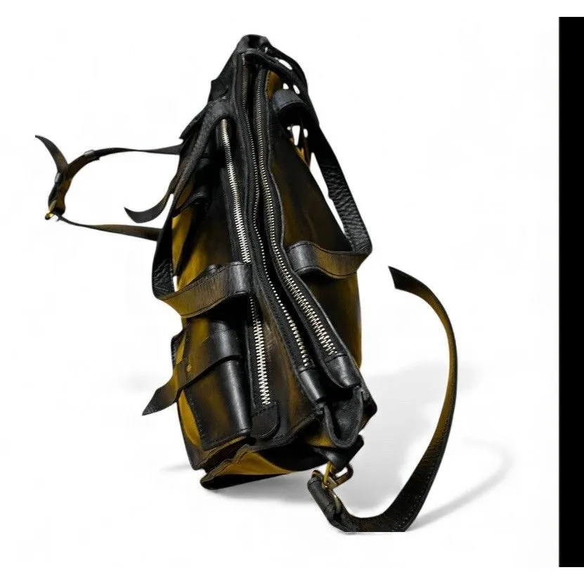 Raven + Lily Ethiopian Leather Crossbody Purse Tote Bag Black Artisan Made EUC - Image 7