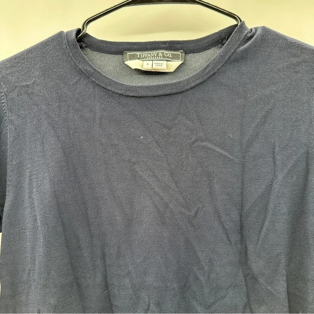 Tiffany & Co‎ Dark Navy Blue Half Sleeve Crewneck Top Size S - Image 2