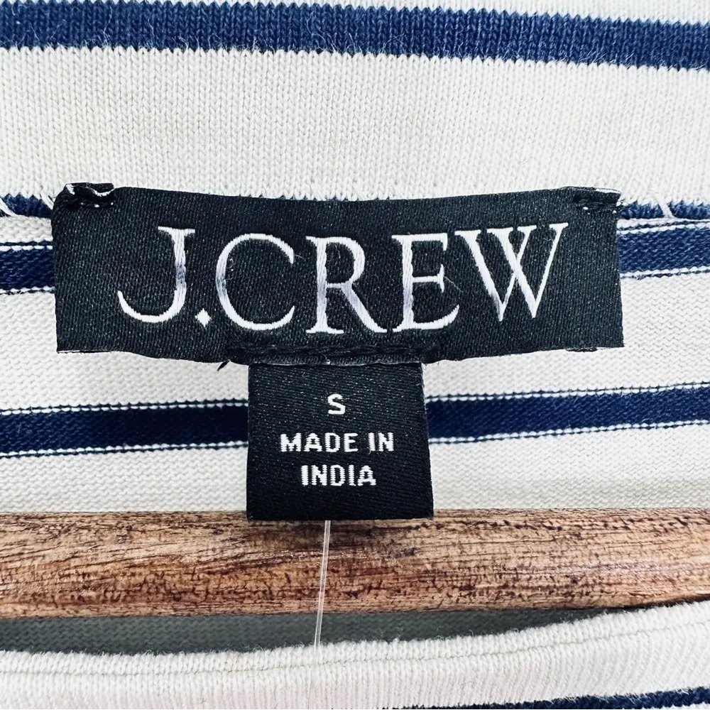 J. Crew Blouse Pearl Fringe Striped Long Sleeve Cropped‎ Top Feminine Size S NWT - Image 2