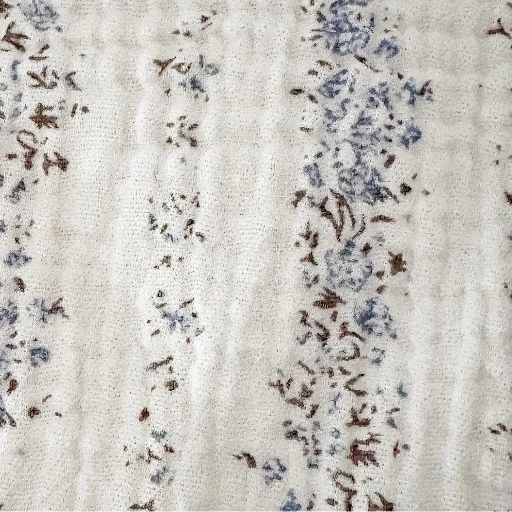 Love Notes Cream and Blue Patterned Button-Down Cropped Shirt‎ Size Large EUC - Image 3