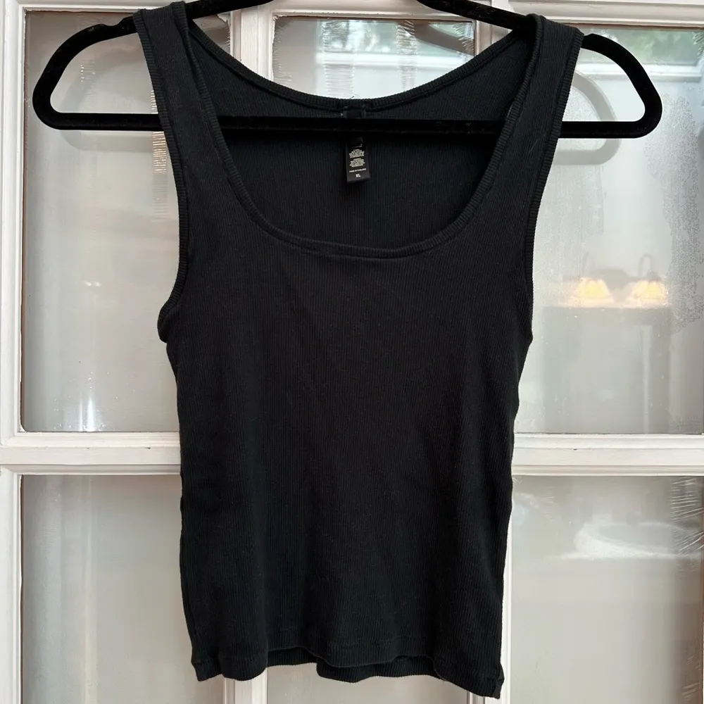 SKIMS Cotton Jersey Fitted Black Crop Tank Top Ribbed Women’s  Size XL - Image 11