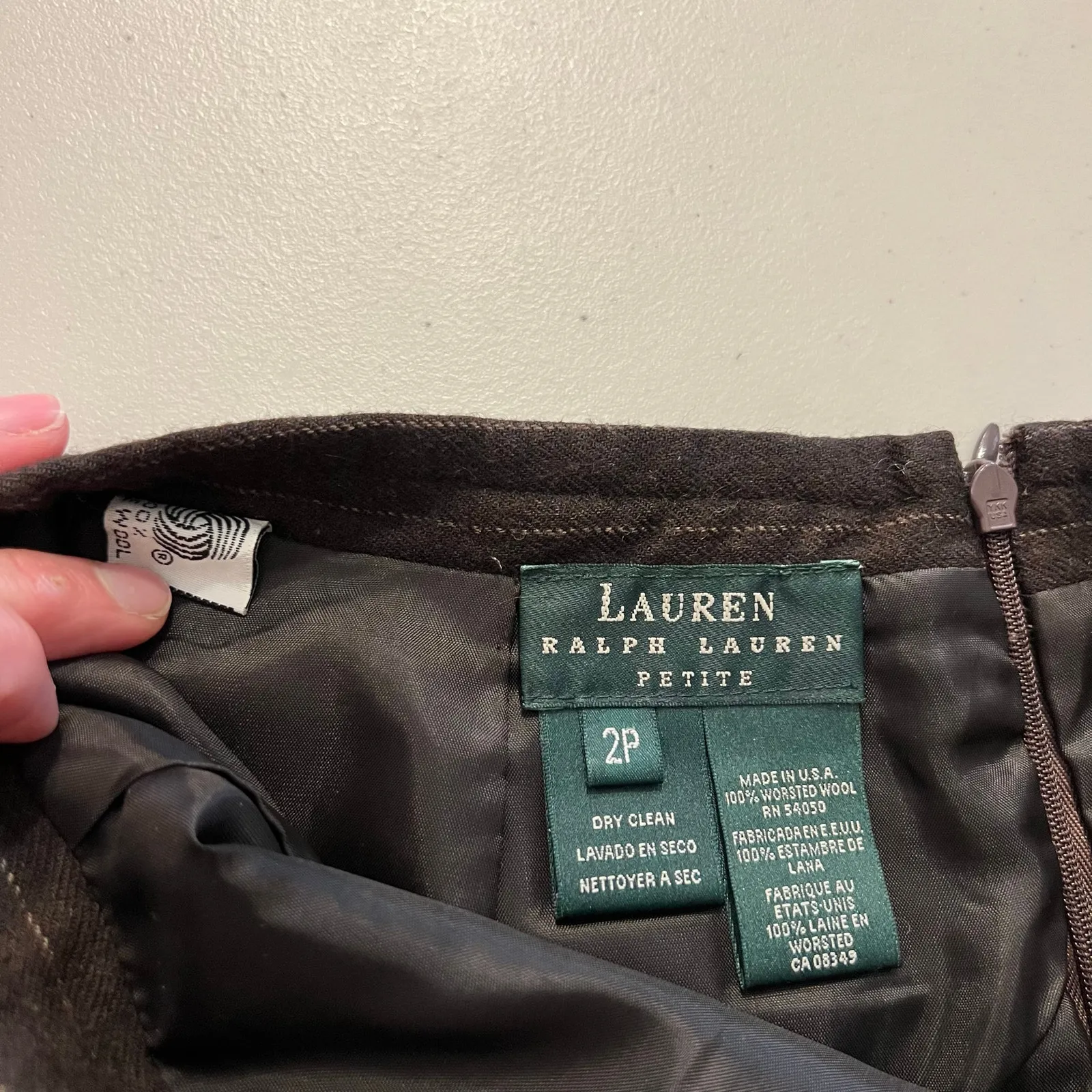 Ralph Lauren Brown Pinstripe 100% Worsted Wool Skirt USA Made Size 2 - Image 6