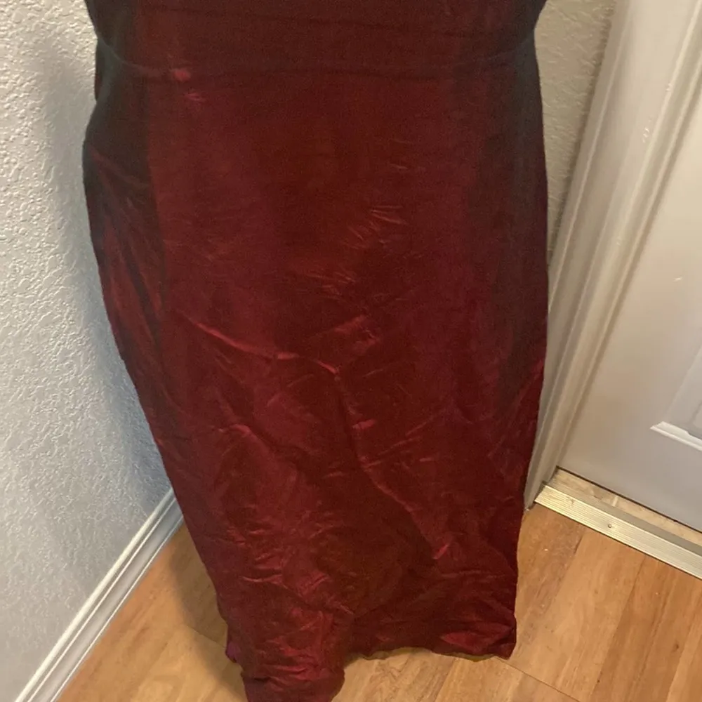 Vintage Y2K Crepe Iridescent Maxi Dress Maroon Black Sz Lg Acetate 90’s Metallic - Image 20
