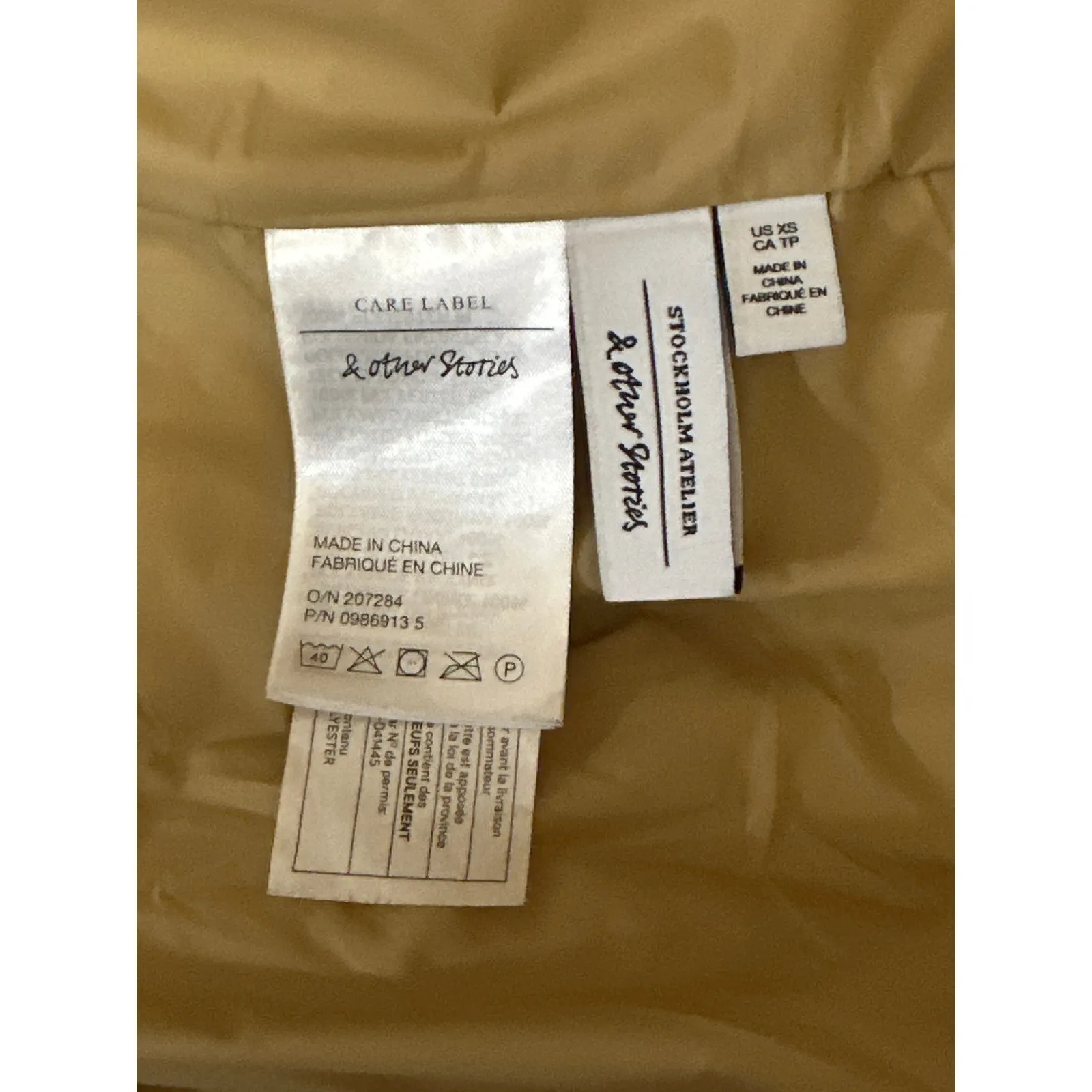 & Other Stories Women Tan Longline Oversized Puffer Quilted Coat Jacket Size XS - Image 5