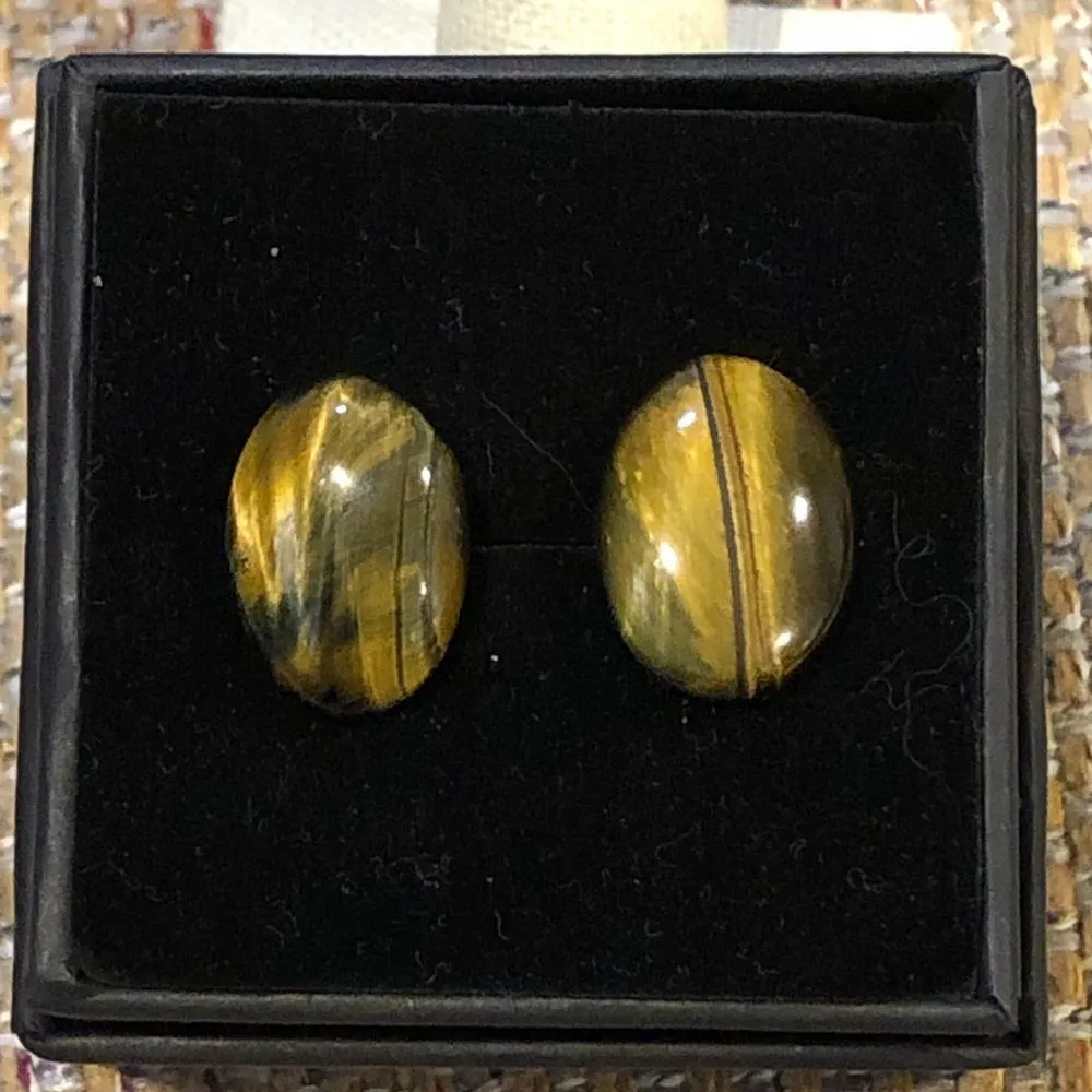 Tigers Eye Oval Cabochon Earrings With Sterling Silver Posts - Image 7