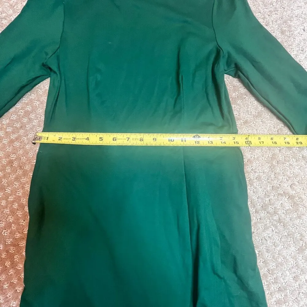 J. Jill Ponte Knit Green Dress Pullover Wrap Ruffle Modest Workwear Career SZ XS - Image 9