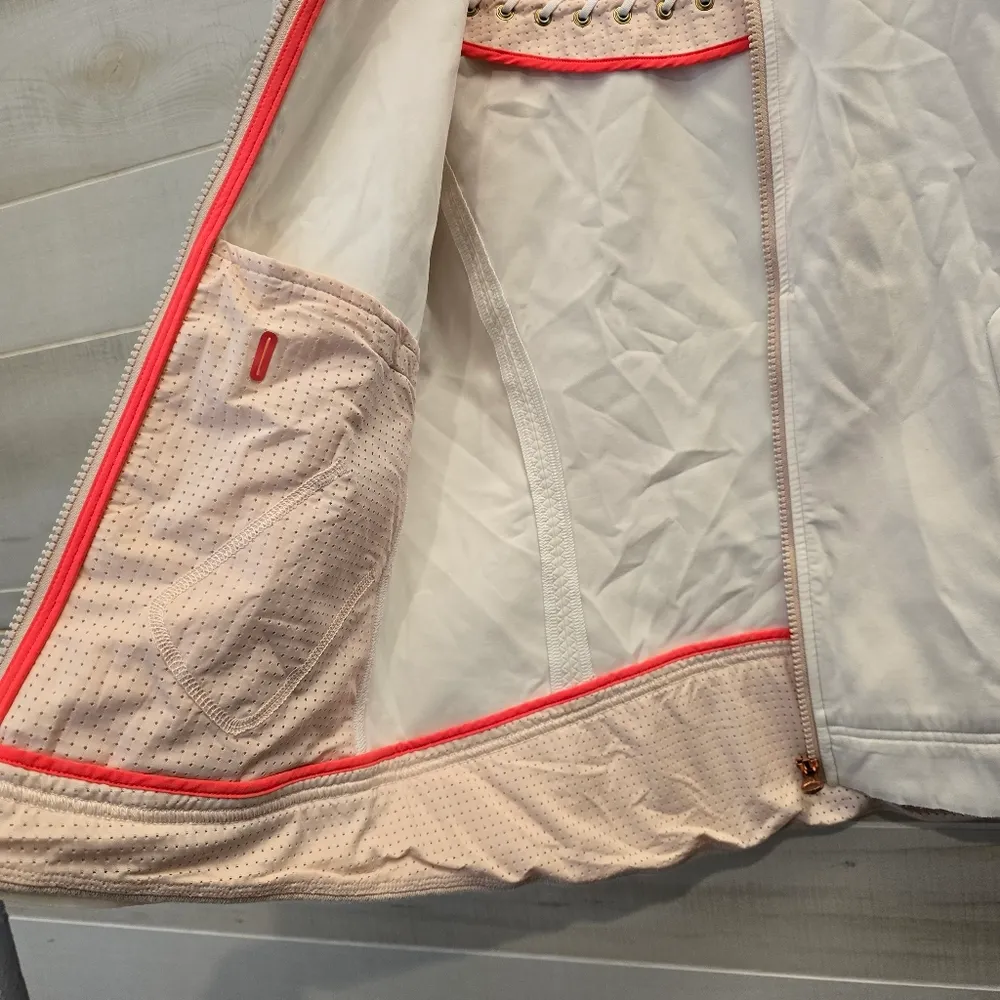 {4} Lululemon Var-City Bomber Jacket White Heathered Naked Butter Pink - Image 12
