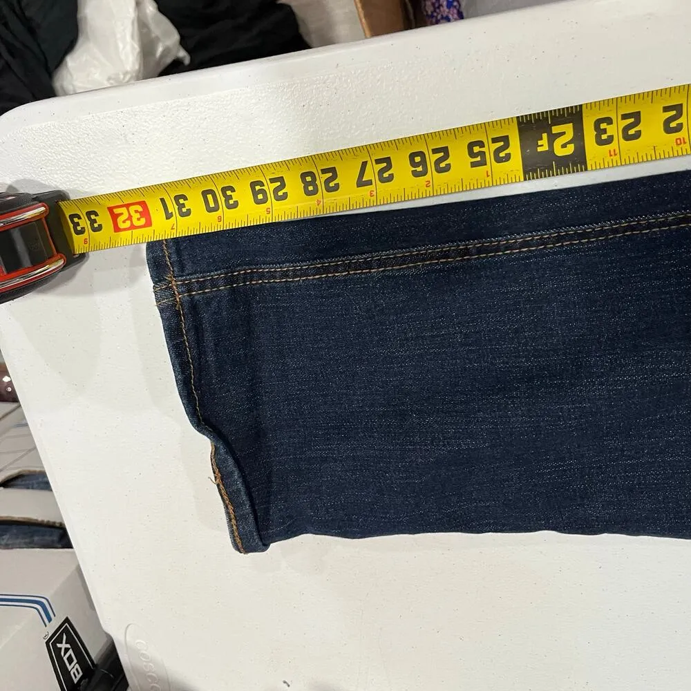 Old Navy Dark Wash Boyfriend Straight Jeans Distressed Womens 12 TALL - Image 9