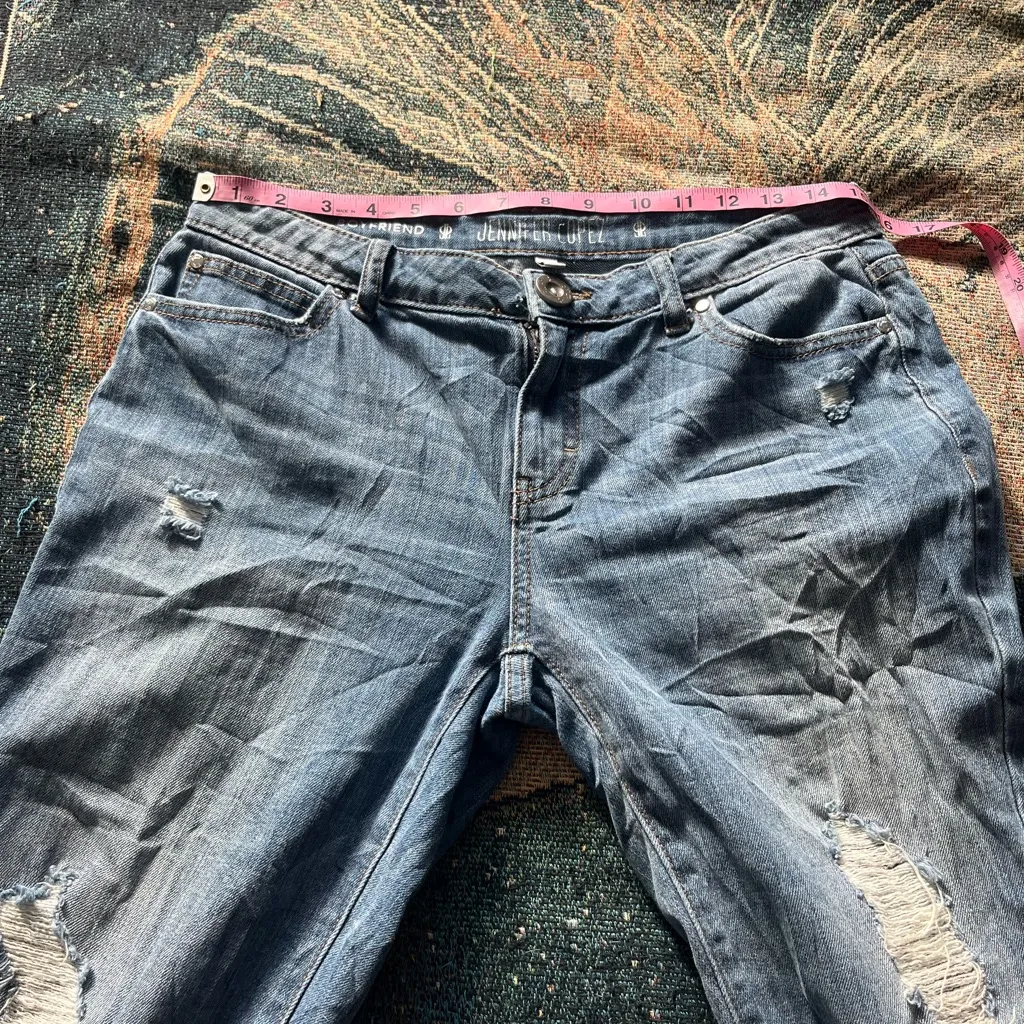 Jennifer Lopez Boyfriend Jeans Mid Rise Distressed Medium Wash Women’s 4 Grunge - Image 13