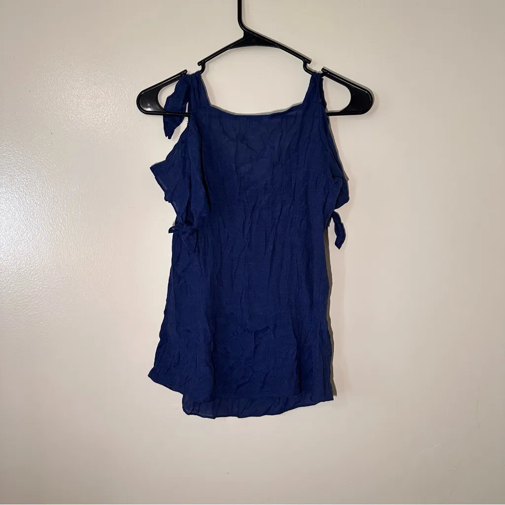 Candie's Deep Blue Cold Shoulder Tank Top - Image 2