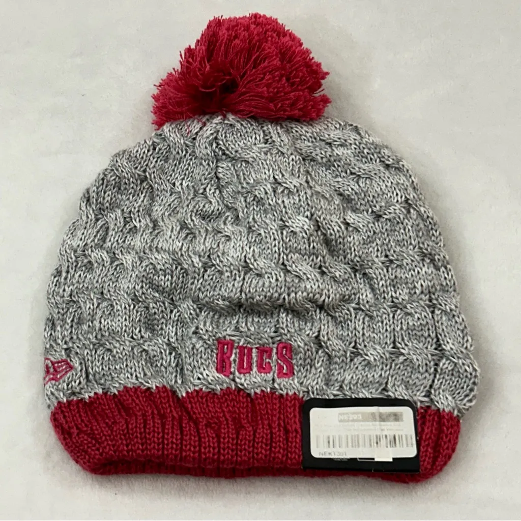 Tampa Bay Bucs NFL New Era Breast Cancer Awareness Knit Beanie Hat Cap Women’s Gray - Image 4