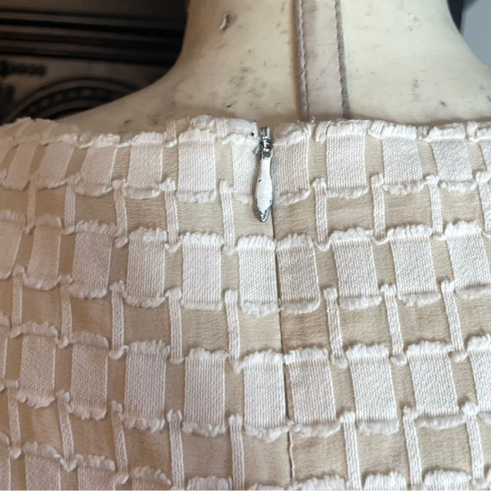 Proenza Schouler Textured Off-White Dress 10 Cotton Silk Peplum Handkerchief Hem - Image 7