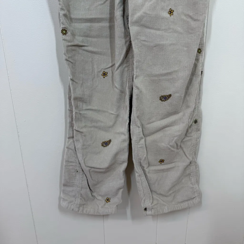 Vans  Cream Corduroy Embroidered Overalls - Image 9