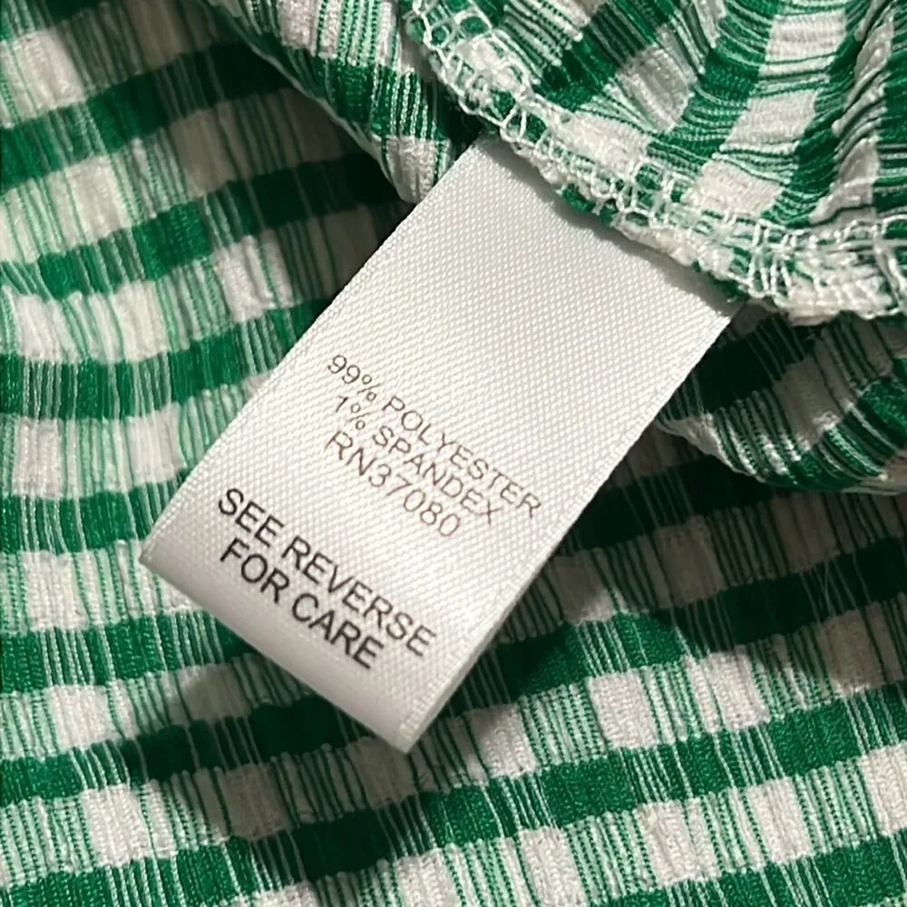 CATO plus size 14/16W Cape Town jelly bean blouse green and white checkered nwt - Image 9