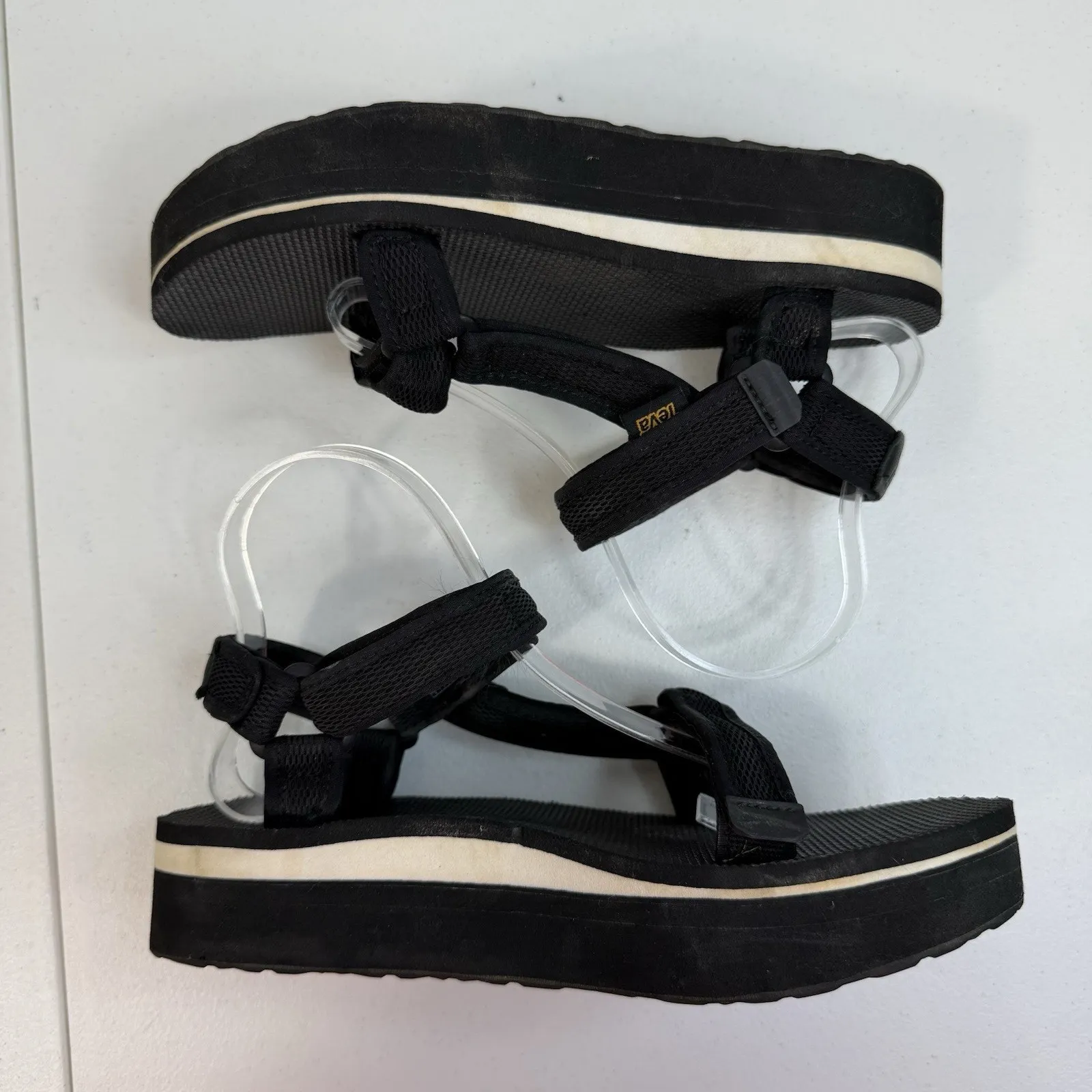 Teva Sandals Womens 9 Flatform Universal Platform Slingback 1102451 Black Mesh - Image 4