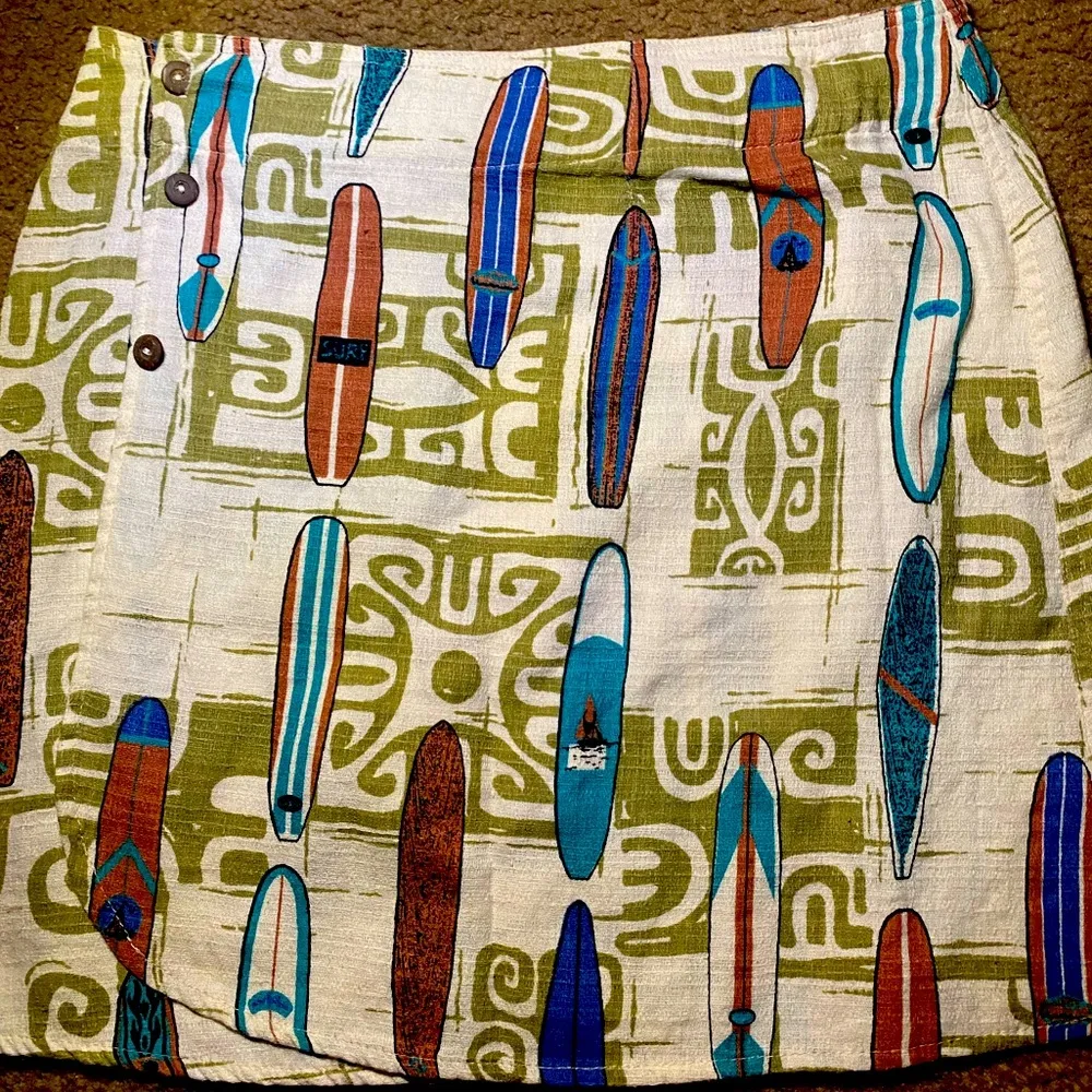 Thousand Mile USA Colorful Surfboard Print WRAP Skirt SIZE XL Green - Image 2