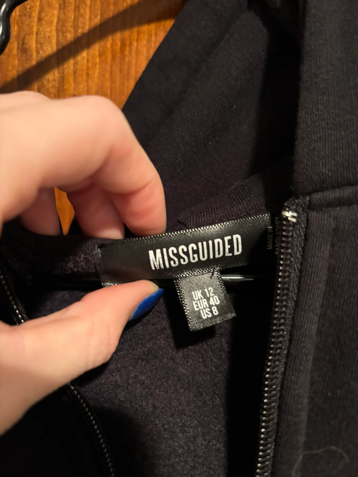 Misguided Black Zip Up Hoodie - Image 2