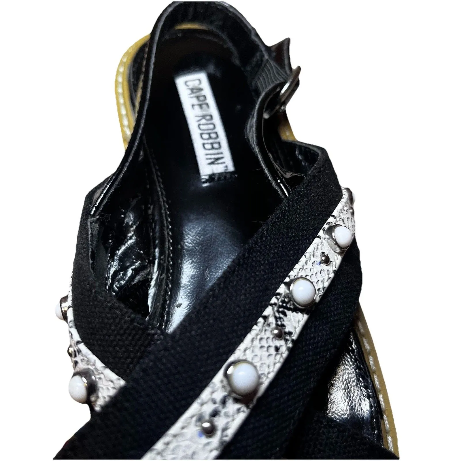 Cape Robbin Momo 3 Rainbow Platforms Snake Print Black Strappy Sandal Women's 6 - Image 5