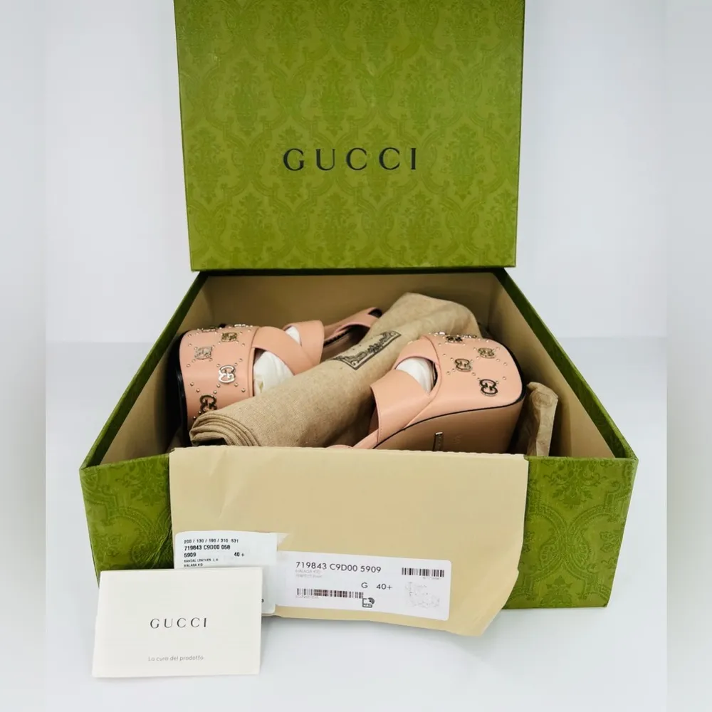 GUCCI JANAYA INTERLOCKING G PLATFORM PLATO ANKLE STRAP STUD SANDALS SIZE EU 40.5 - Image 2