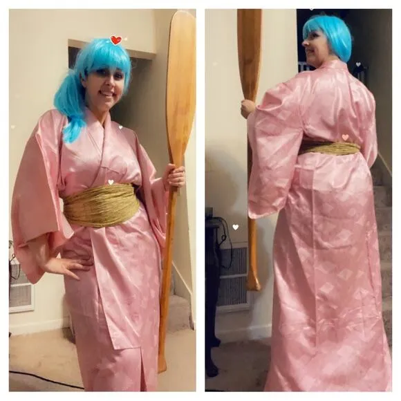 NWT 60s pink silk kimono dress Size M - Image 3