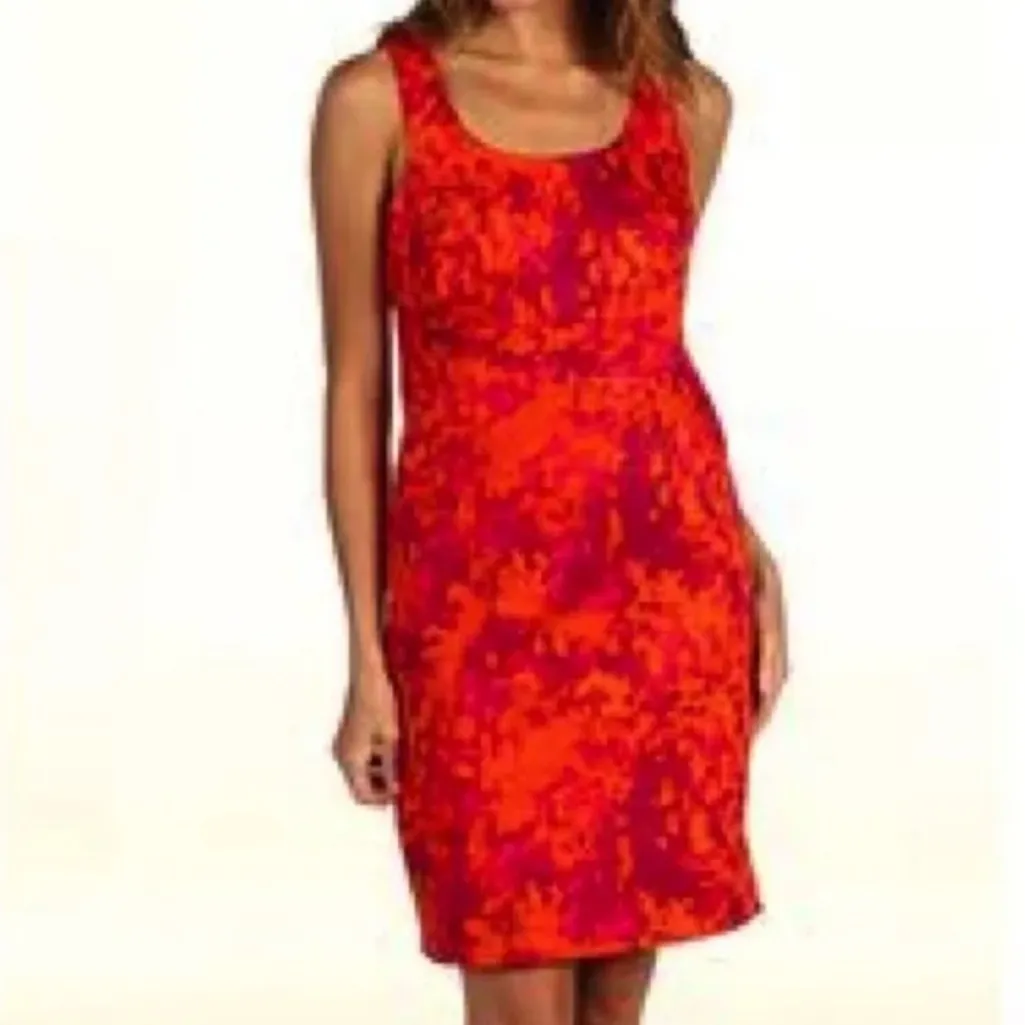 Michael Kors‎ Persimmon Red Orange Sleeveless Floral Sheath Dress Size 8 Petite - Image 5