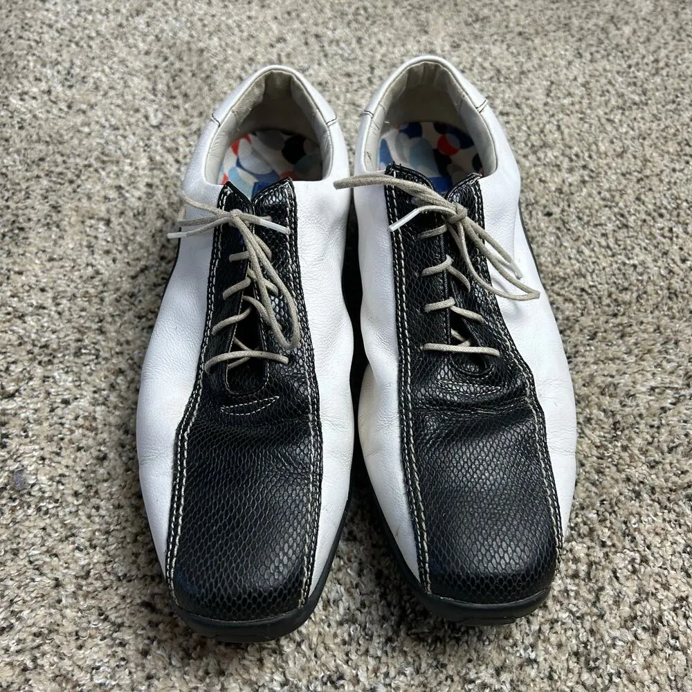 Footjoy LoPro Womens Size 9M Golf Shoes Black White Spikes Cleats 97223 - Image 2