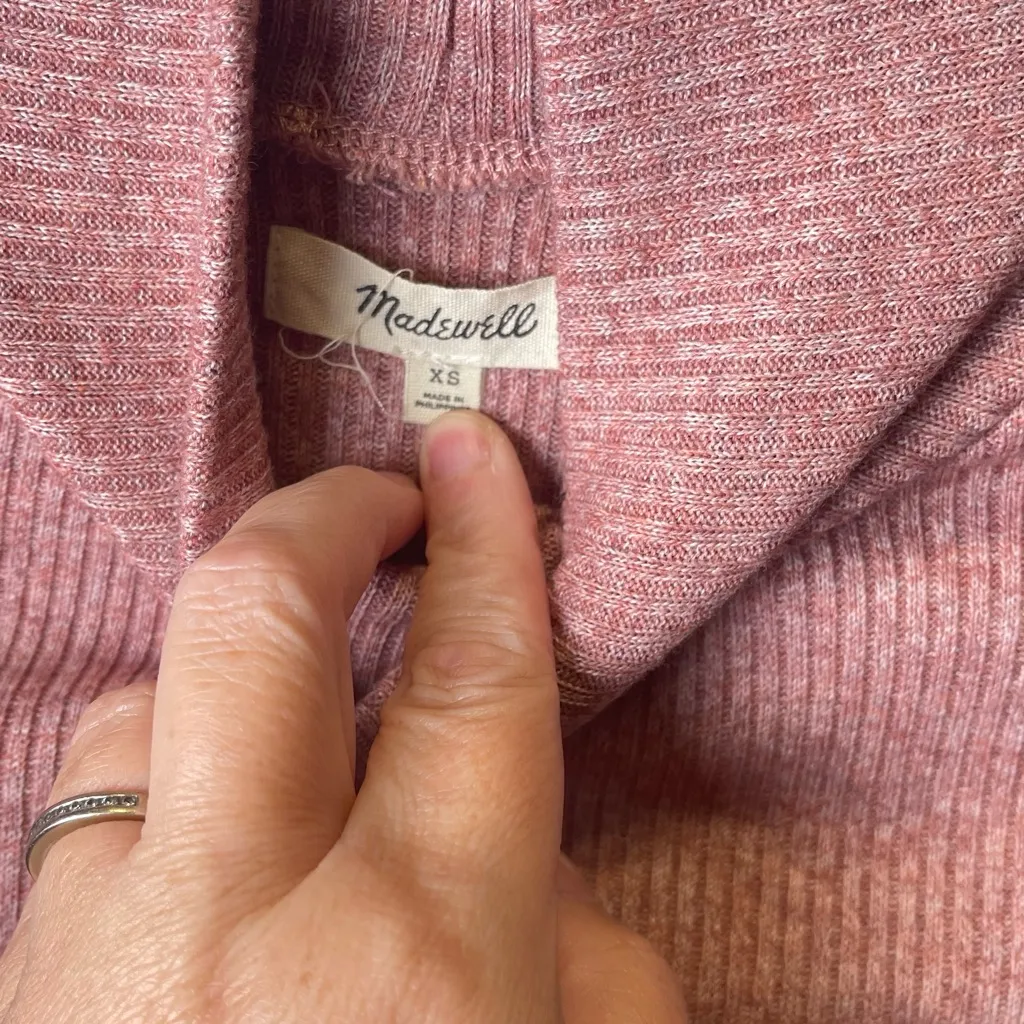 Madewell Heathered Bubble Sleeve Swing Turtleneck Sweater Mauve Pink‎ Size XS - Image 4