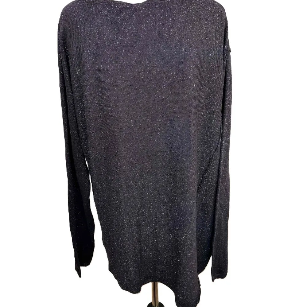 MOTH Anthropologie Metallic Blue Knit Pullover Women's Round Neck Sweater Size S - Image 4