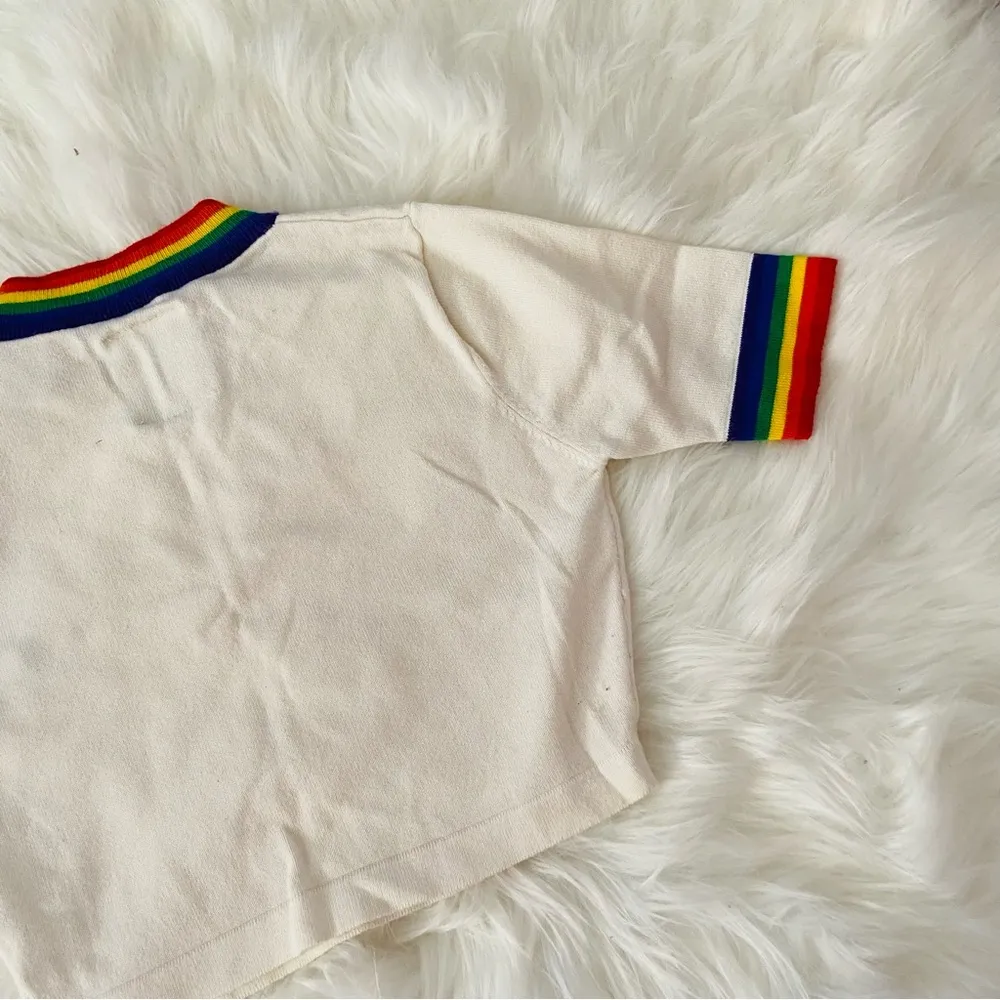 The most desired UNIF rainbow trim mock neck crop top knit sweater - Image 5