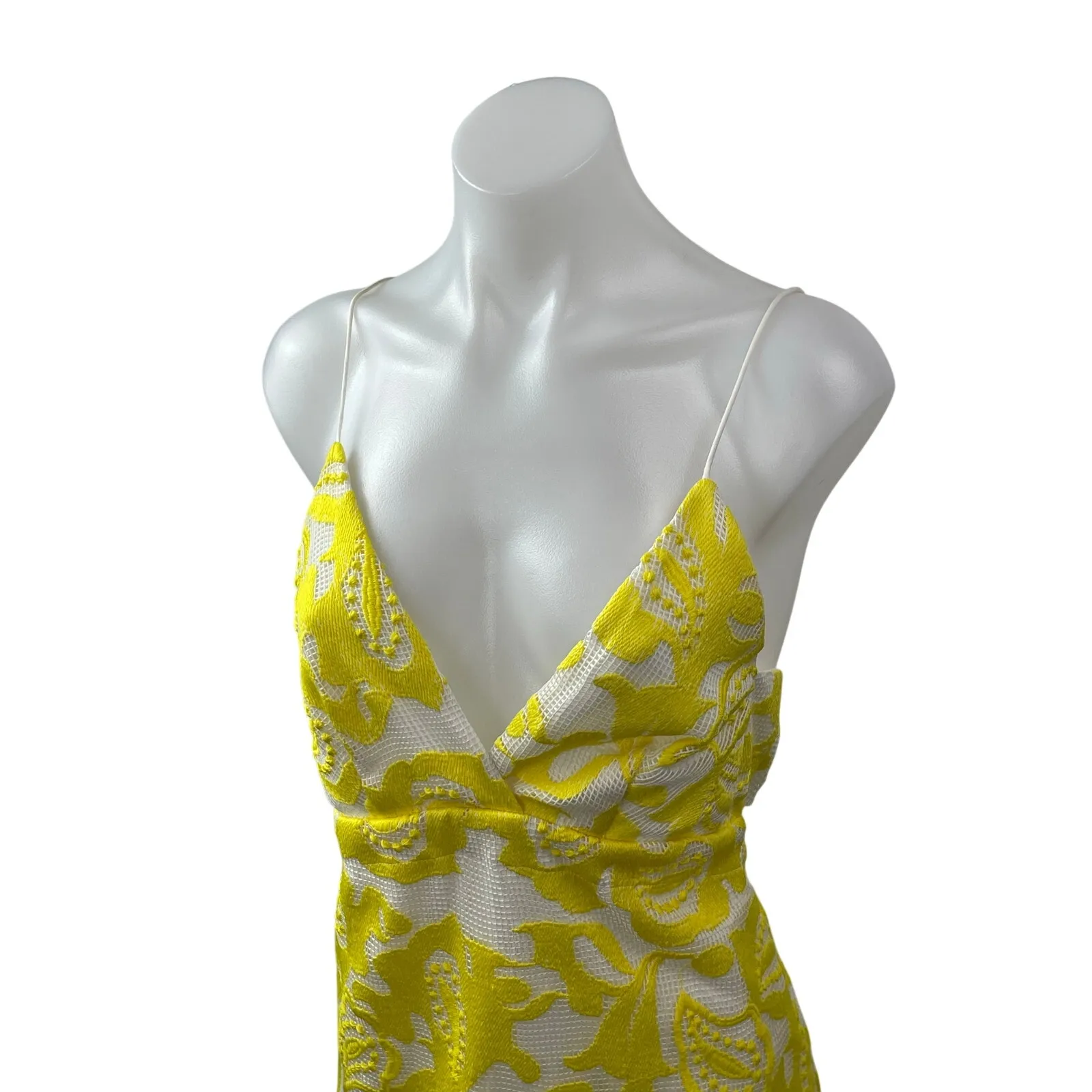 Anthropologie Maeve Yellow Paisley Lace Embroidered Cami Mini Sheath Dress Sz 0 - Image 2
