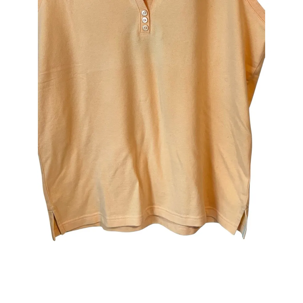 Browning Sleeveless Top Womens XL Peach V Neck Button Collared Tank Shirt NWT - Image 4