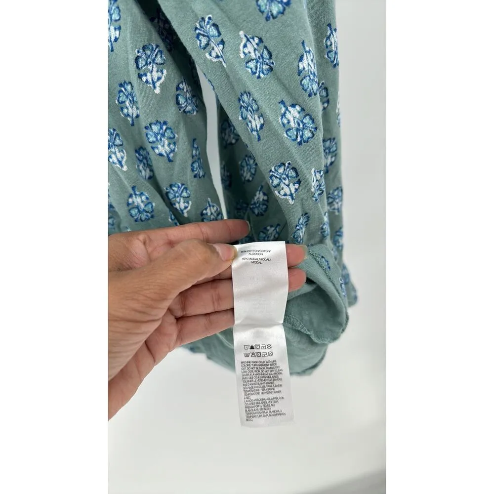 Lucky Brand Long Sleeve Square Neck Shirt Top Green bohemian prairie casual - Image 3