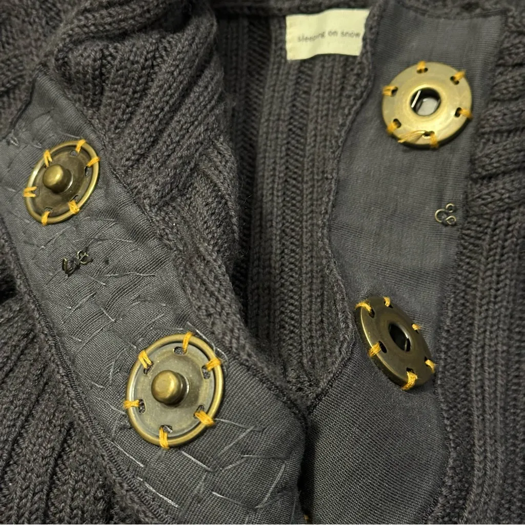 Anthropologie Sleeping On Snow Women’s Size M Gray Wool Ribbed Knit Snap Sweater - Image 5