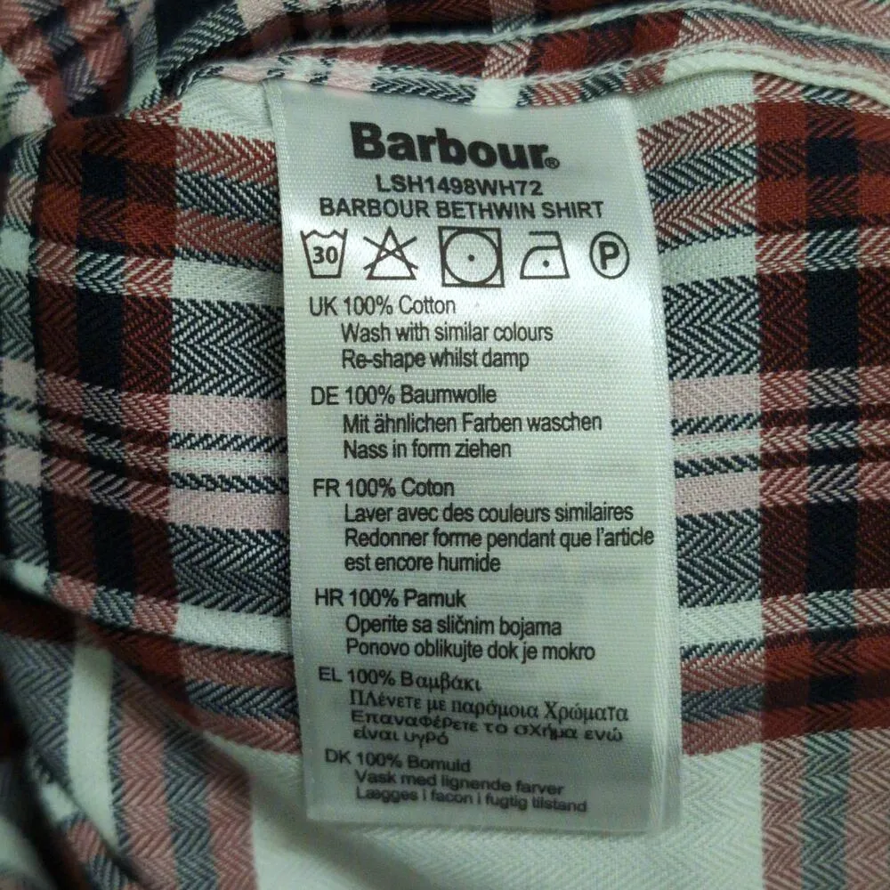 Barbour Bethwin Shirt Cloud Check Herringbone Plaid Button Front 4 New - Image 8