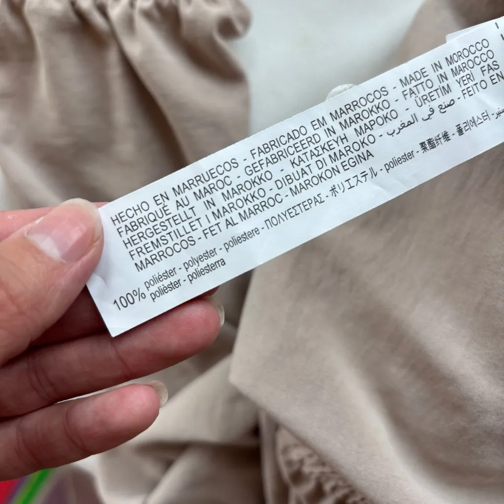 Zara Solid Taupe Hooded V-Neck Long Sleeve Top - Image 8