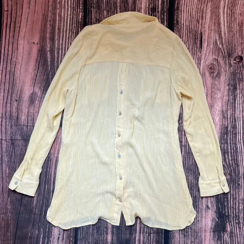 Soft Surroundings Women's Medium‎ Yellow Long Sleeve Button-Up Shirt - Image 4