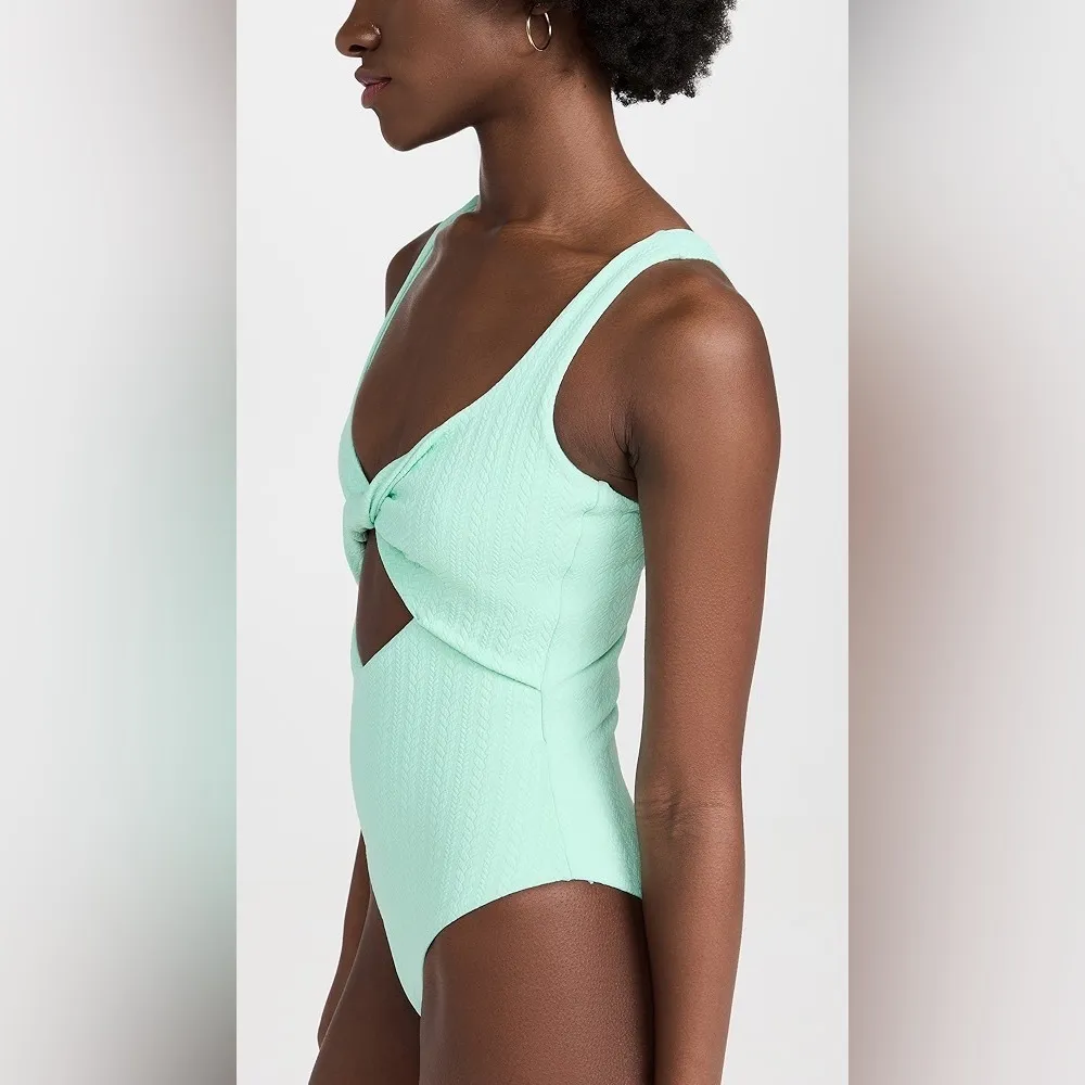 Beach Riot One Piece Swimsuit Tyler Twist front mint textured cut out turquoise - Image 5