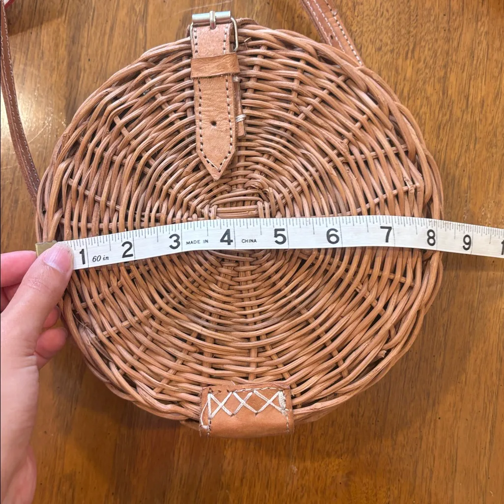 Circular Woven Crossbody Basket Bag Brown - Image 4