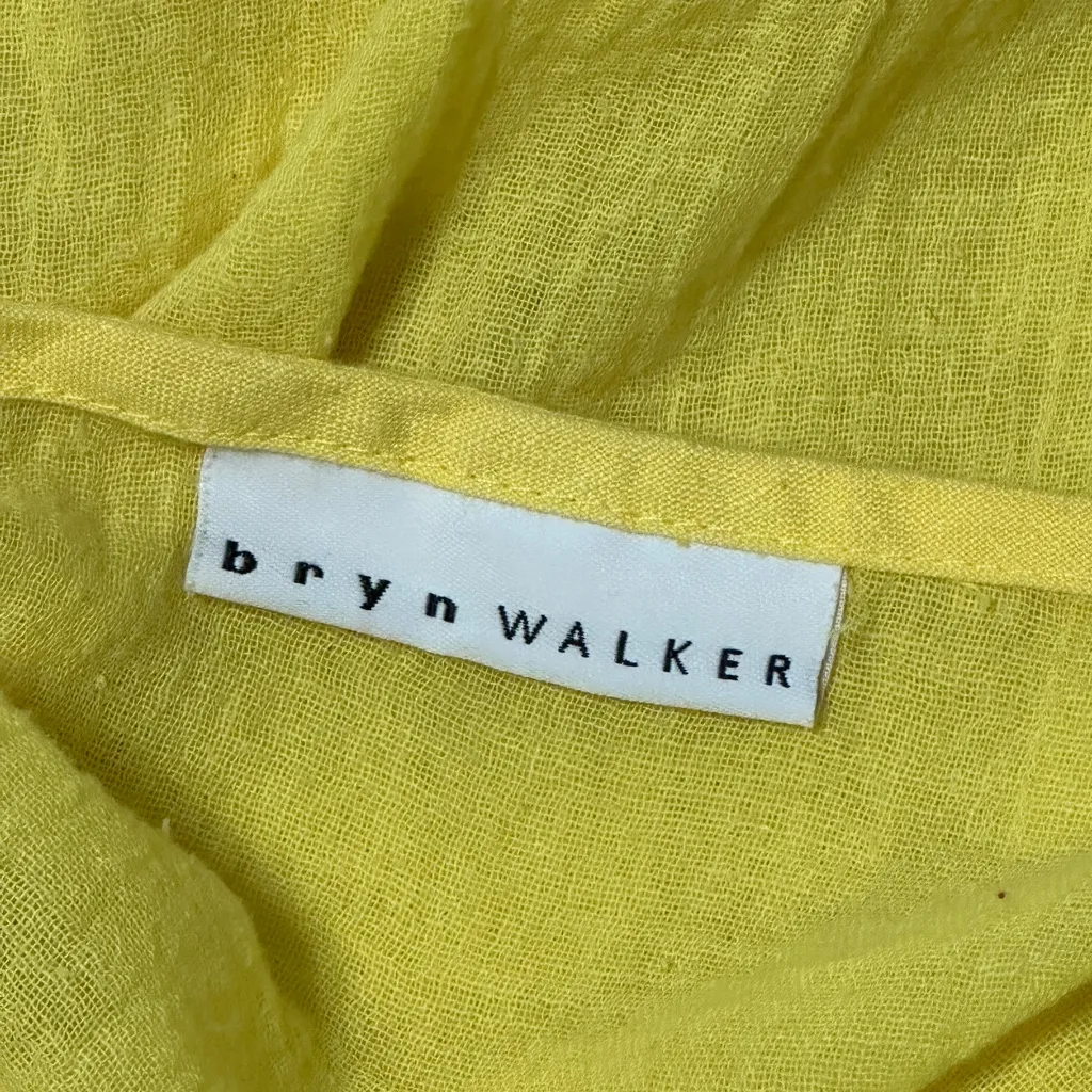 Bryn Walker Yellow Franci Asymmetrical Gauzy Ruffle Longsleeve Blouse - Image 7