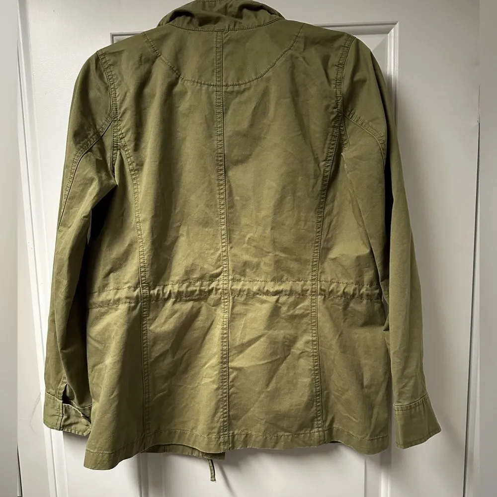 J Crew Utility Jacket Army Green Cinch Waist XS - Image 7