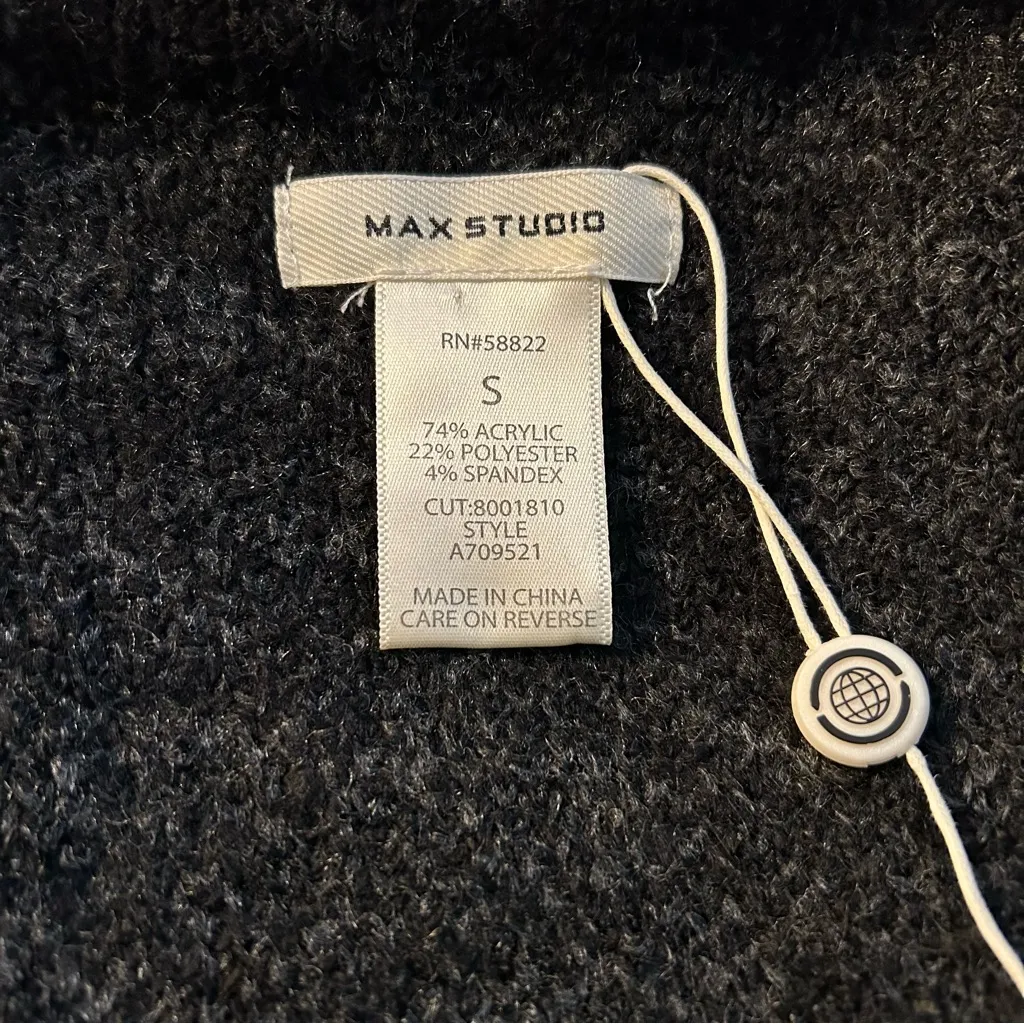 Max Studio black and gray houndstooth open front long cardigan coat size S - Image 5