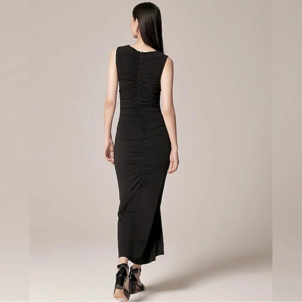 NWT J. Crew Ruched Center-seam Dress Matte Jersey Black - Image 6